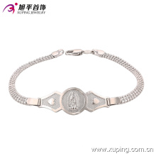 Bracelet fantaisie en forme de cœur en rhodium - 74176